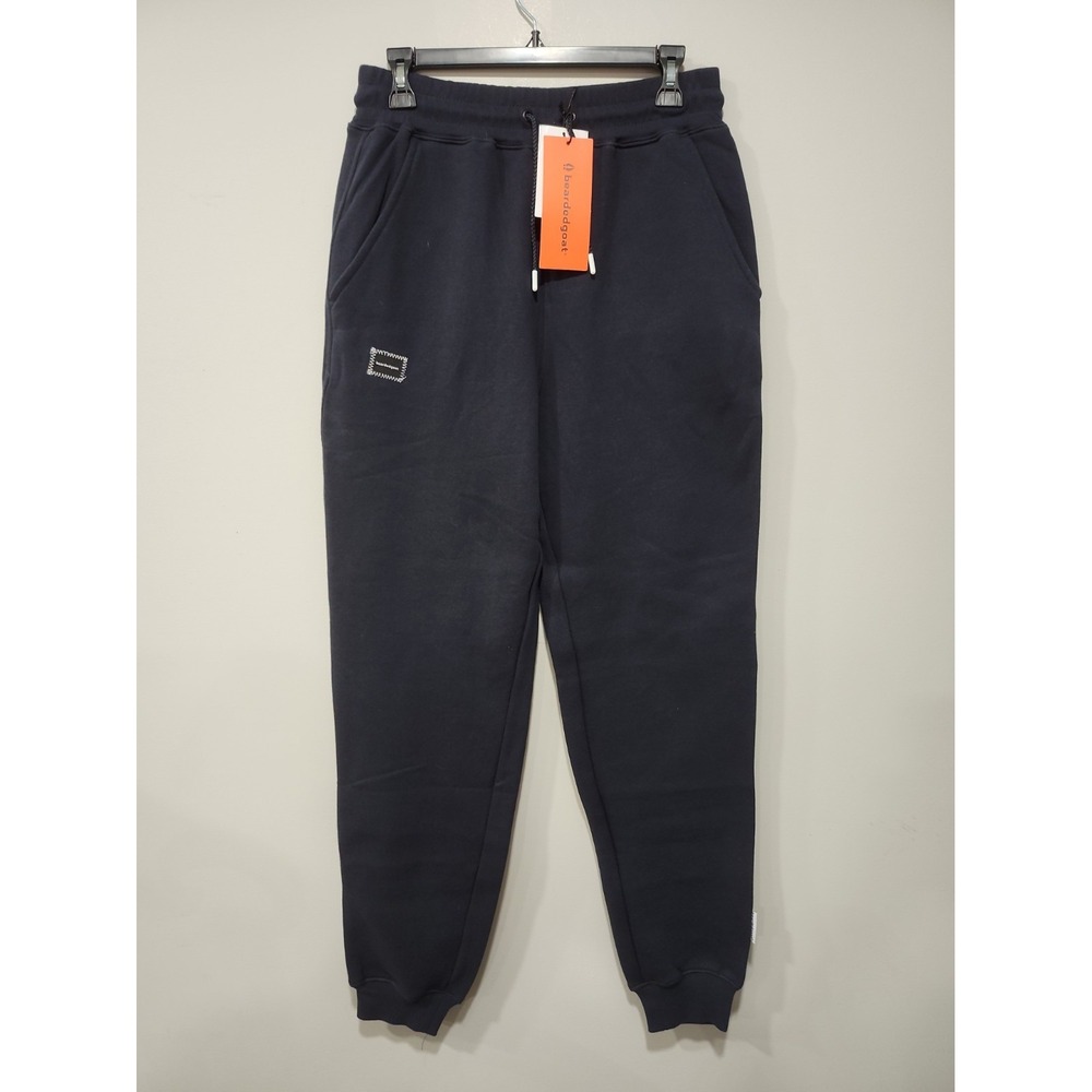 Bearded Goat NWT Getaway Pants Mens M Navy Blue Joggers Sweatpants Pockets New
